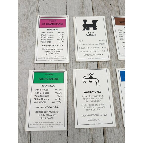 Monopoly Electronic Banking 2011 Replacement Property Cards Complete - Picture 2 of 8